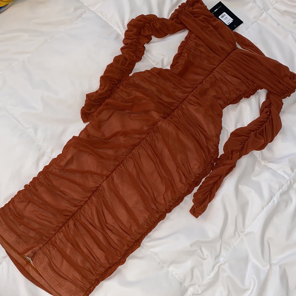Fashion Nova Ready in a ruched dress XS